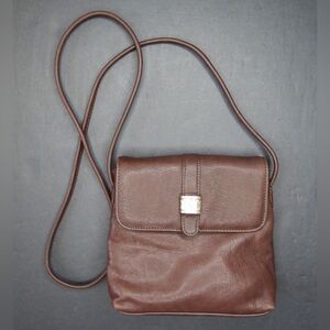 Vintage Fossil Purse Small Brown Crossbody Pebbled Leather  7"x 8" Bag